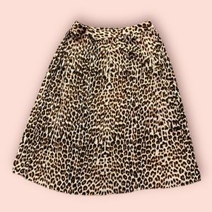 Express Pleated Leopard Midi Skirt
